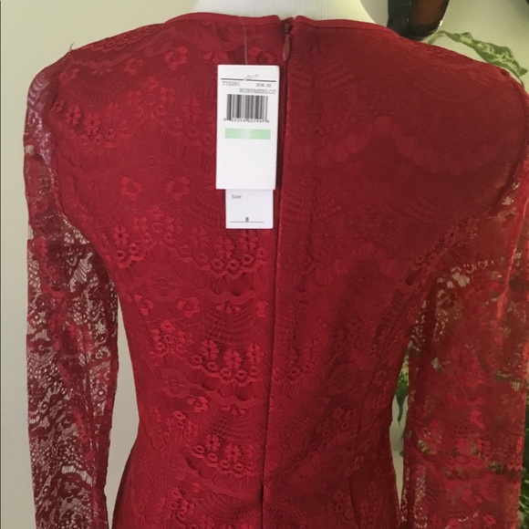 HOST PICK-SPENSER JEREMY RUBY MERLOT/RED LACY DRESS/ SZ8/NWOT - Picture 5 of 7